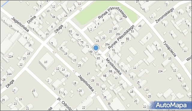 Wysokie Mazowieckie, Rynek Piłsudskiego Józefa, marsz., 67, mapa Wysokie Mazowieckie