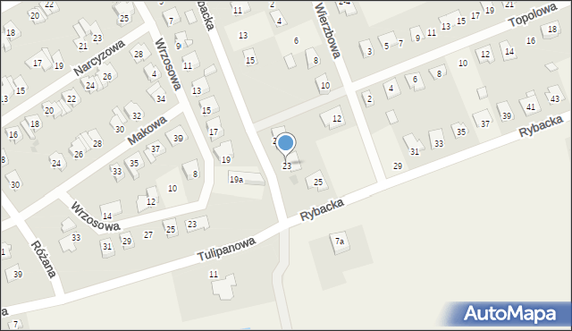 Występ, Rybacka, 23, mapa Występ