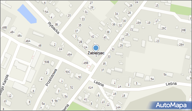 Żabieniec, Rybacka, 1, mapa Żabieniec