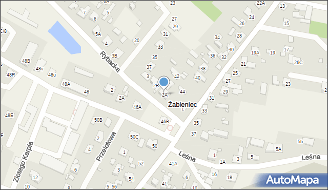 Żabieniec, Rybacka, 2A, mapa Żabieniec