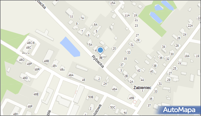 Żabieniec, Rybacka, 3B, mapa Żabieniec