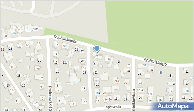 Ząbki, Rychlińskiego Karola, 24, mapa Ząbki