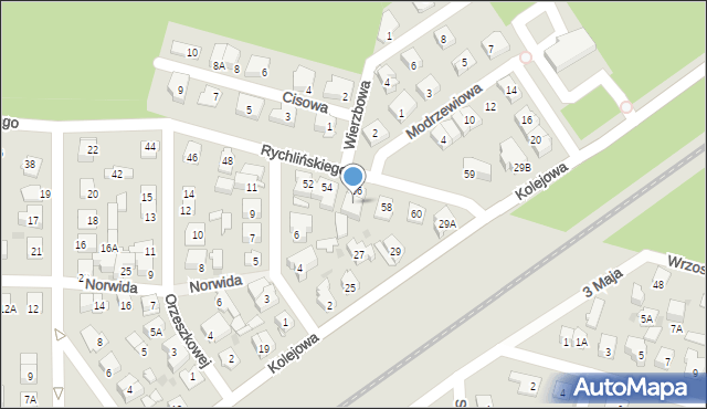 Ząbki, Rychlińskiego Karola, 56a, mapa Ząbki
