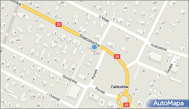 Zabłudów, Rynek, 1, mapa Zabłudów