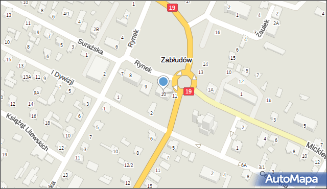 Zabłudów, Rynek, 10, mapa Zabłudów