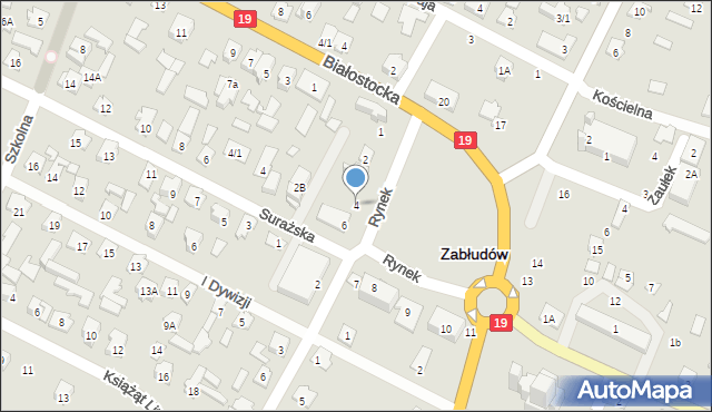 Zabłudów, Rynek, 4, mapa Zabłudów