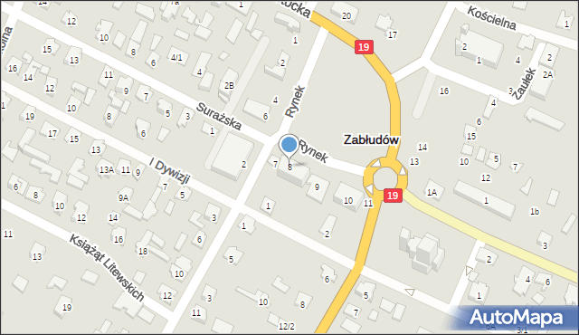 Zabłudów, Rynek, 8, mapa Zabłudów