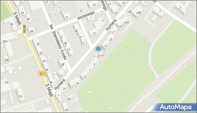 Zabrze, Rymera Józefa, 11, mapa Zabrza