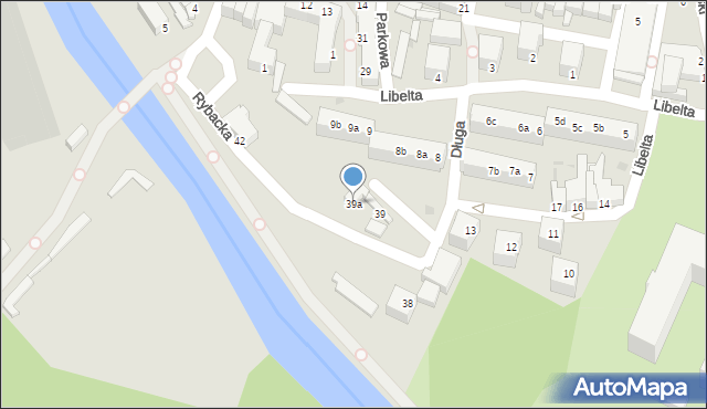 Żagań, Rybacka, 39a, mapa Żagań