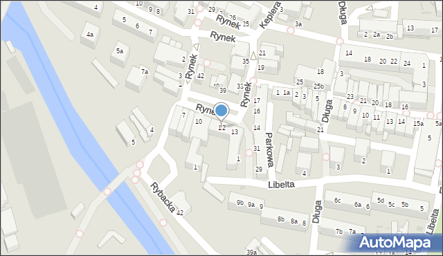 Żagań, Rynek, 12, mapa Żagań