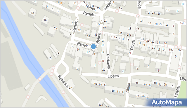 Żagań, Rynek, 13, mapa Żagań