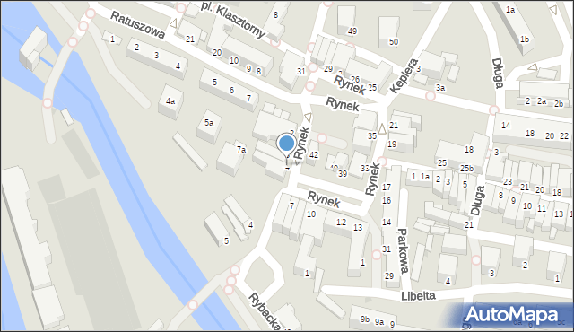Żagań, Rynek, 4, mapa Żagań