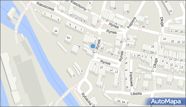 Żagań, Rynek, 5, mapa Żagań