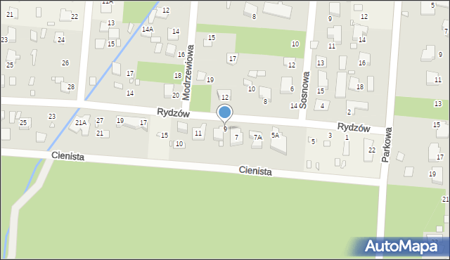 Zalesie Górne, Rydzów, 9, mapa Zalesie Górne