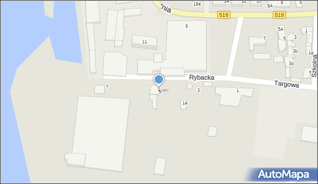 Zalewo, Rybacka, 5, mapa Zalewo