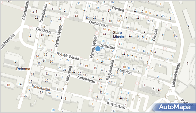 Zamość, Rynek Wielki, 4, mapa Zamościa