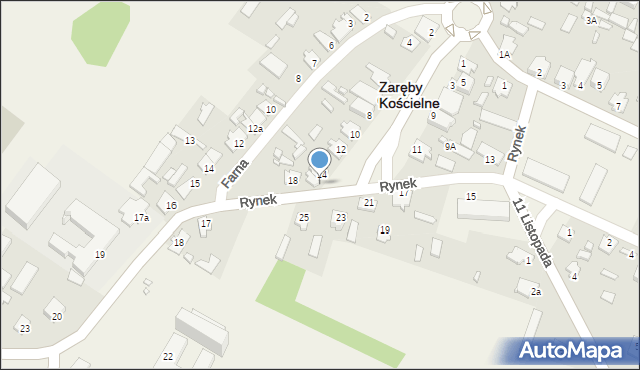 Zaręby Kościelne, Rynek, 16, mapa Zaręby Kościelne