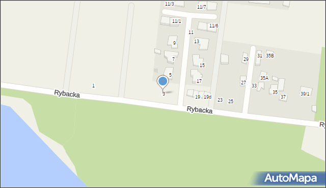 Zaścianki, Rybacka, 3, mapa Zaścianki