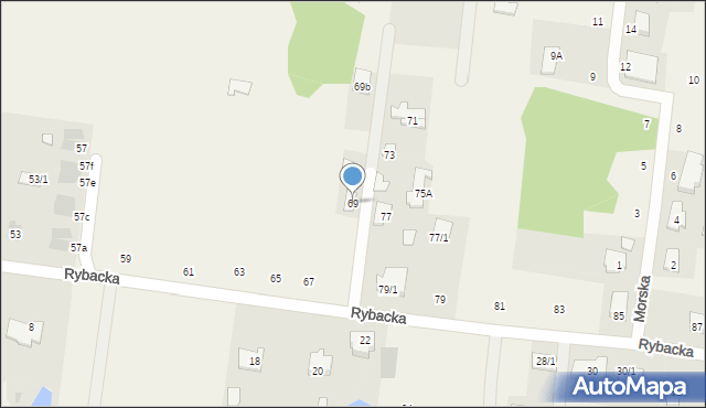 Zaścianki, Rybacka, 69, mapa Zaścianki