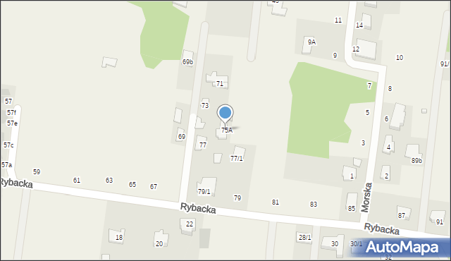 Zaścianki, Rybacka, 75A, mapa Zaścianki