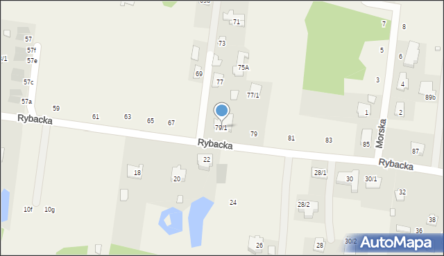 Zaścianki, Rybacka, 79/1, mapa Zaścianki