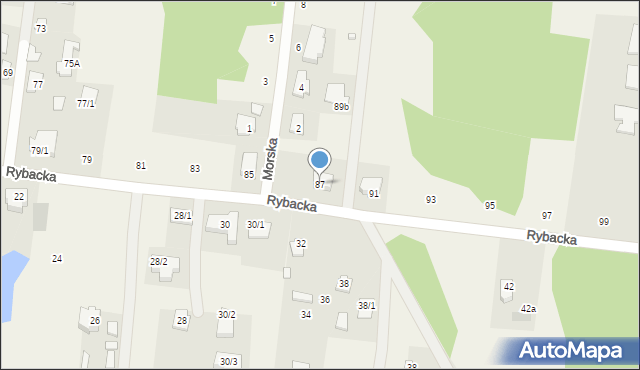 Zaścianki, Rybacka, 87, mapa Zaścianki