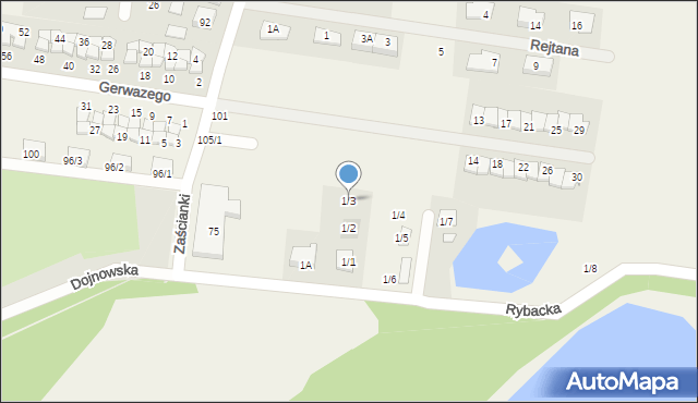 Zaścianki, Rybacka, 1/3, mapa Zaścianki