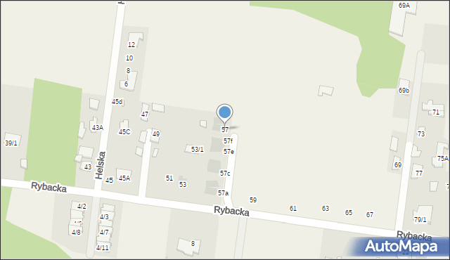 Zaścianki, Rybacka, 57, mapa Zaścianki
