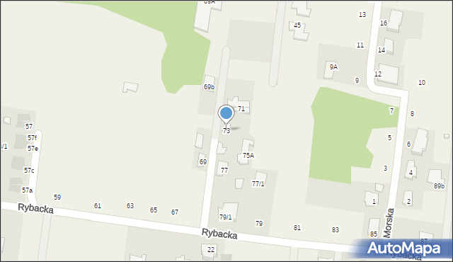 Zaścianki, Rybacka, 73, mapa Zaścianki