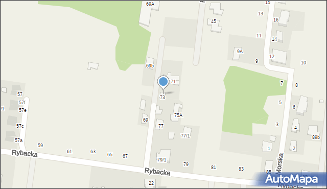 Zaścianki, Rybacka, 75, mapa Zaścianki