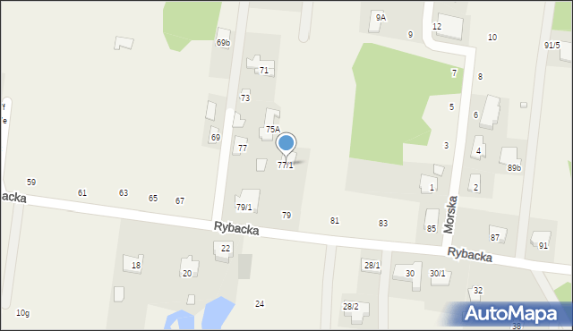 Zaścianki, Rybacka, 77/1, mapa Zaścianki