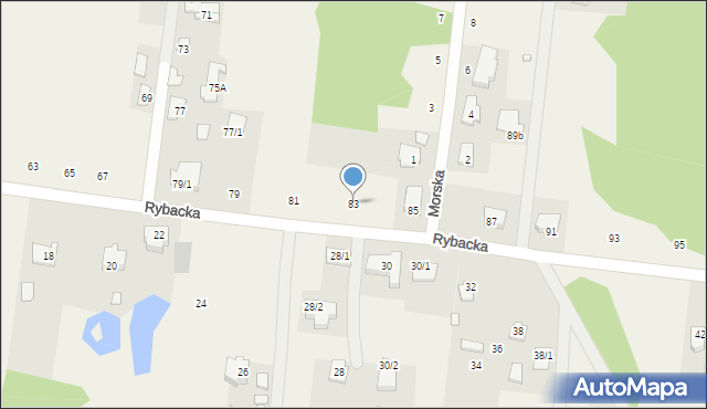 Zaścianki, Rybacka, 83, mapa Zaścianki