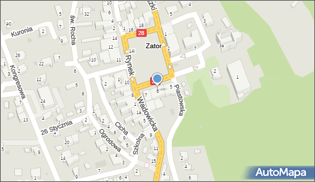 Zator, Rynek, 6, mapa Zator