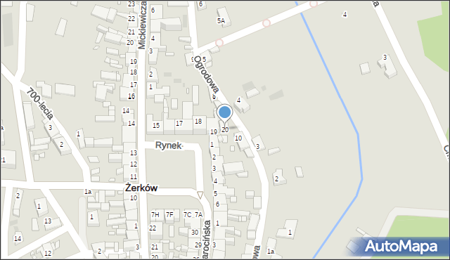 Żerków, Rynek, 20, mapa Żerków