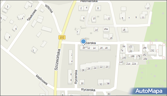 Zieleniewo, Rycerska, 10, mapa Zieleniewo