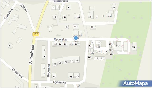 Zieleniewo, Rycerska, 18, mapa Zieleniewo