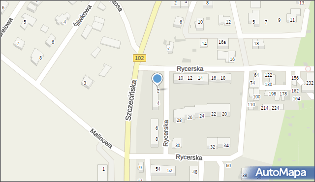 Zieleniewo, Rycerska, 2, mapa Zieleniewo