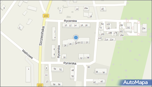 Zieleniewo, Rycerska, 24, mapa Zieleniewo