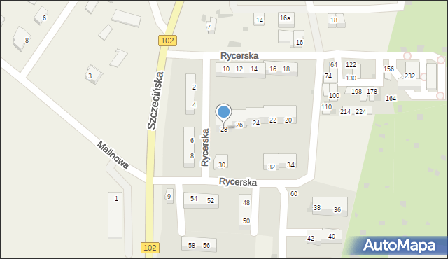 Zieleniewo, Rycerska, 28, mapa Zieleniewo