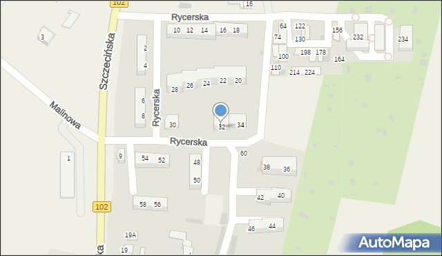 Zieleniewo, Rycerska, 32, mapa Zieleniewo