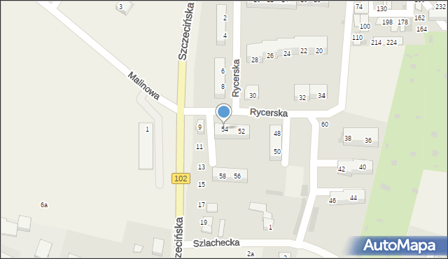 Zieleniewo, Rycerska, 54, mapa Zieleniewo