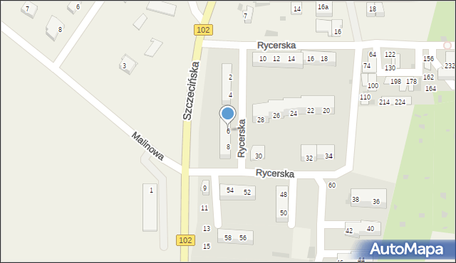 Zieleniewo, Rycerska, 6, mapa Zieleniewo