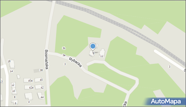 Zielona Góra, Rybacka, 9, mapa Zielona Góra