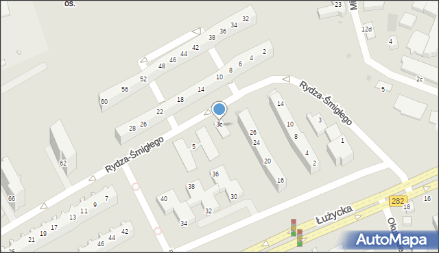 Zielona Góra, Rydza-Śmigłego Edwarda, marsz., 5A, mapa Zielona Góra