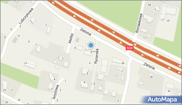 Zielonka, Rycerska, 2, mapa Zielonka