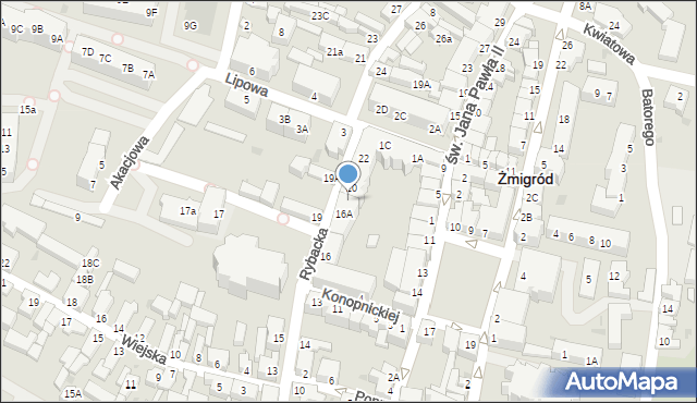Żmigród, Rybacka, 18, mapa Żmigród