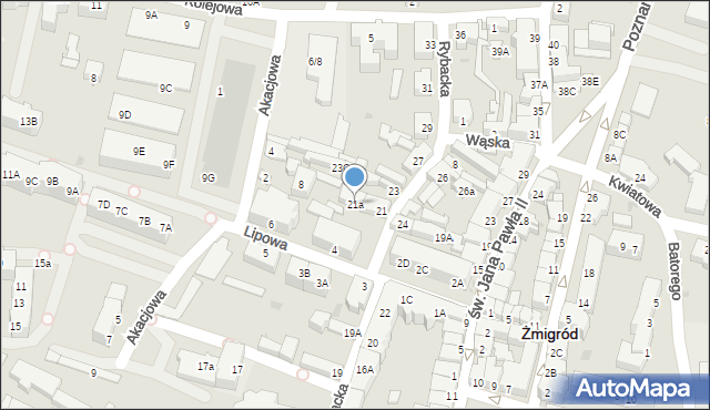 Żmigród, Rybacka, 21a, mapa Żmigród