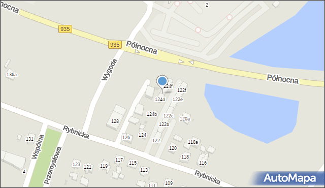 Żory, Rybnicka, 124e, mapa Żor