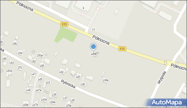 Żory, Rybnicka, 140a, mapa Żor