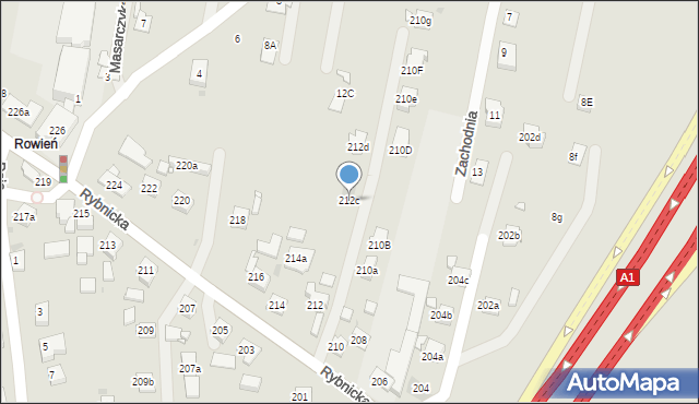 Żory, Rybnicka, 212c, mapa Żor